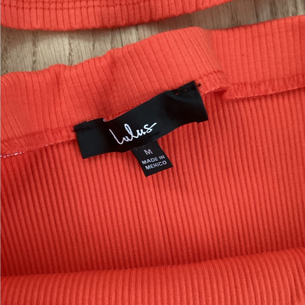 Lulu's Vibrant Orange Ribbed Set Size M - Picture 5 of 9